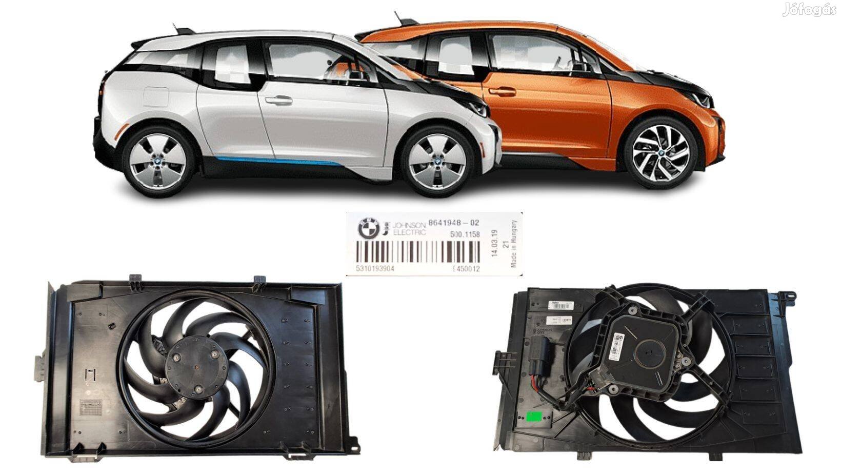 BMW i3 hűtő ventillátor keret lapát motor, cikkszám 864194802