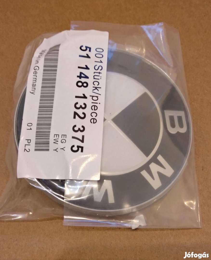 BMW új embléma (logó, jel) első vagy hátsó 82/78 mm fekete-fehér