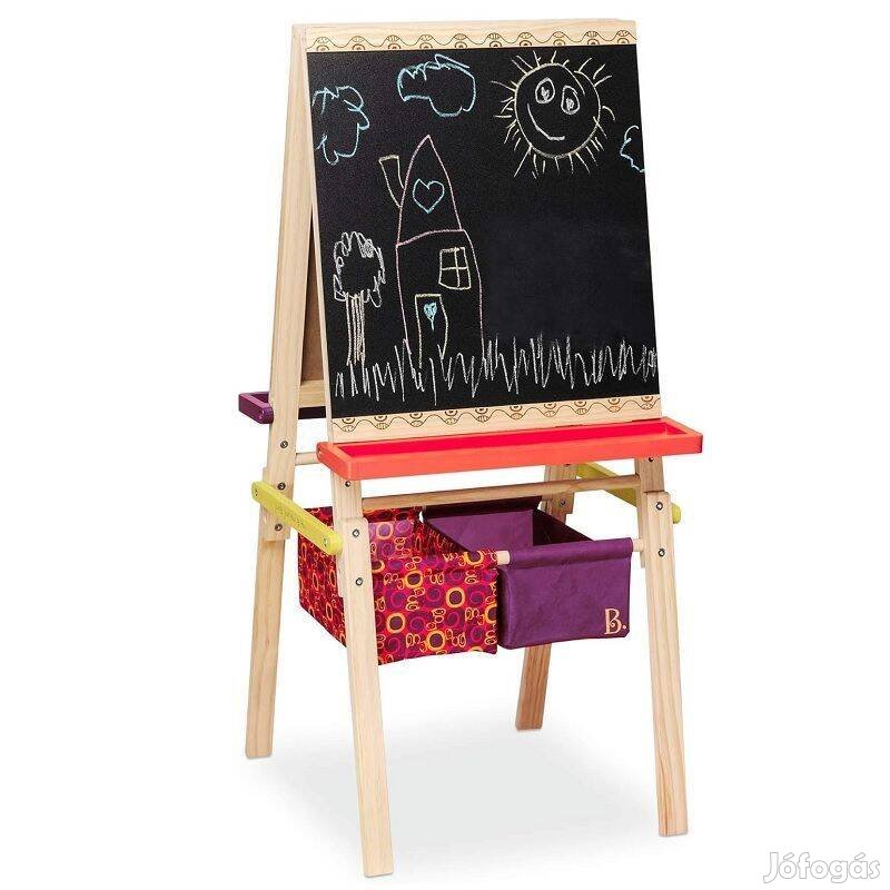 B. Toys Easel Does It kétoldalas fa festőállvány, kréta táblával, polc