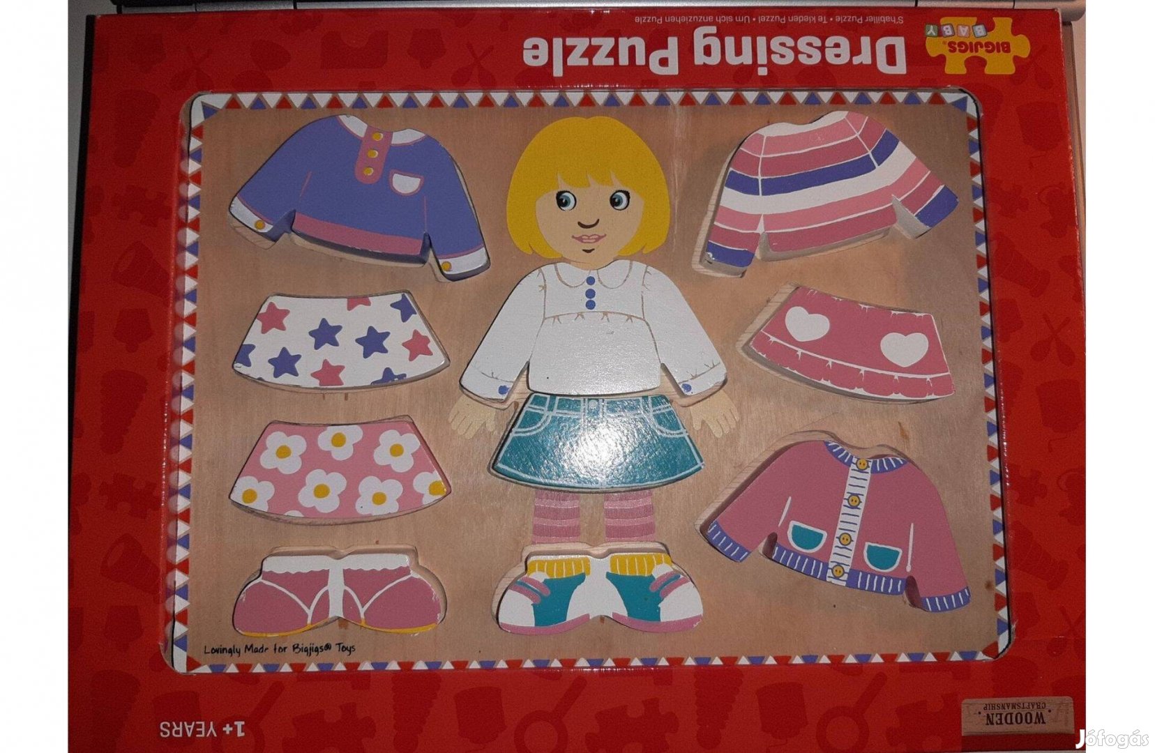 Baba fajáték, öltöztetős fa kirakó, Dressing puzzle 1+