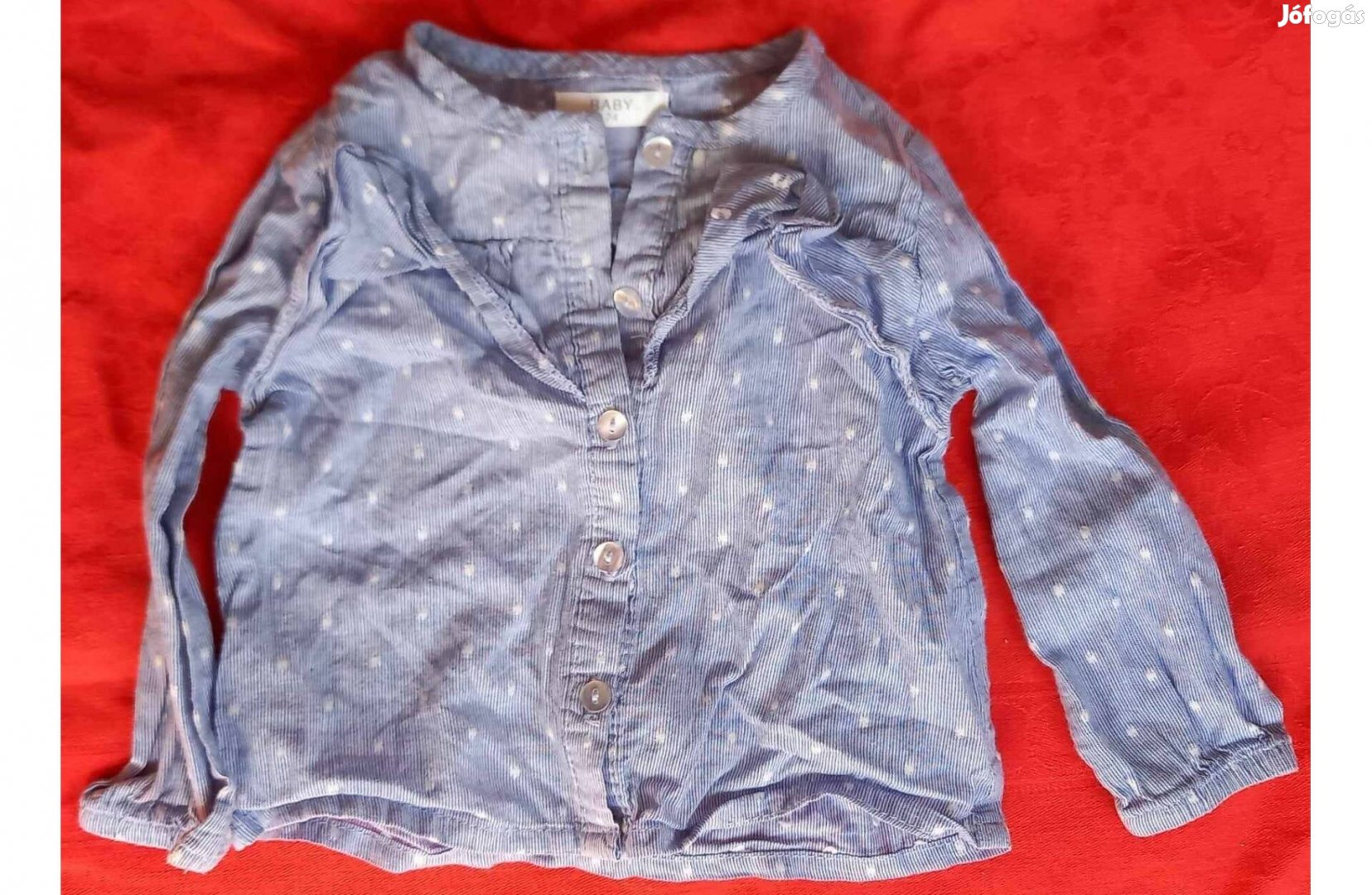 Baby 74-es kék pöttyös tavaszi ing kislányoknak