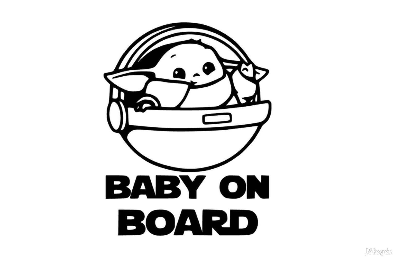 Baby Yoda, star wars, baby on board autó matrica, jármű dekoráció