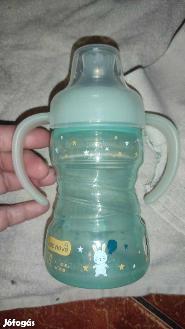 Babylove tanulópohár sötétben világító füllel, 260 ml-es, 6 hónapos ko