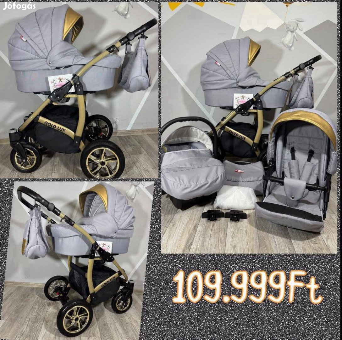 Babylux Gold 3:1 szürke-arany babakocsi 