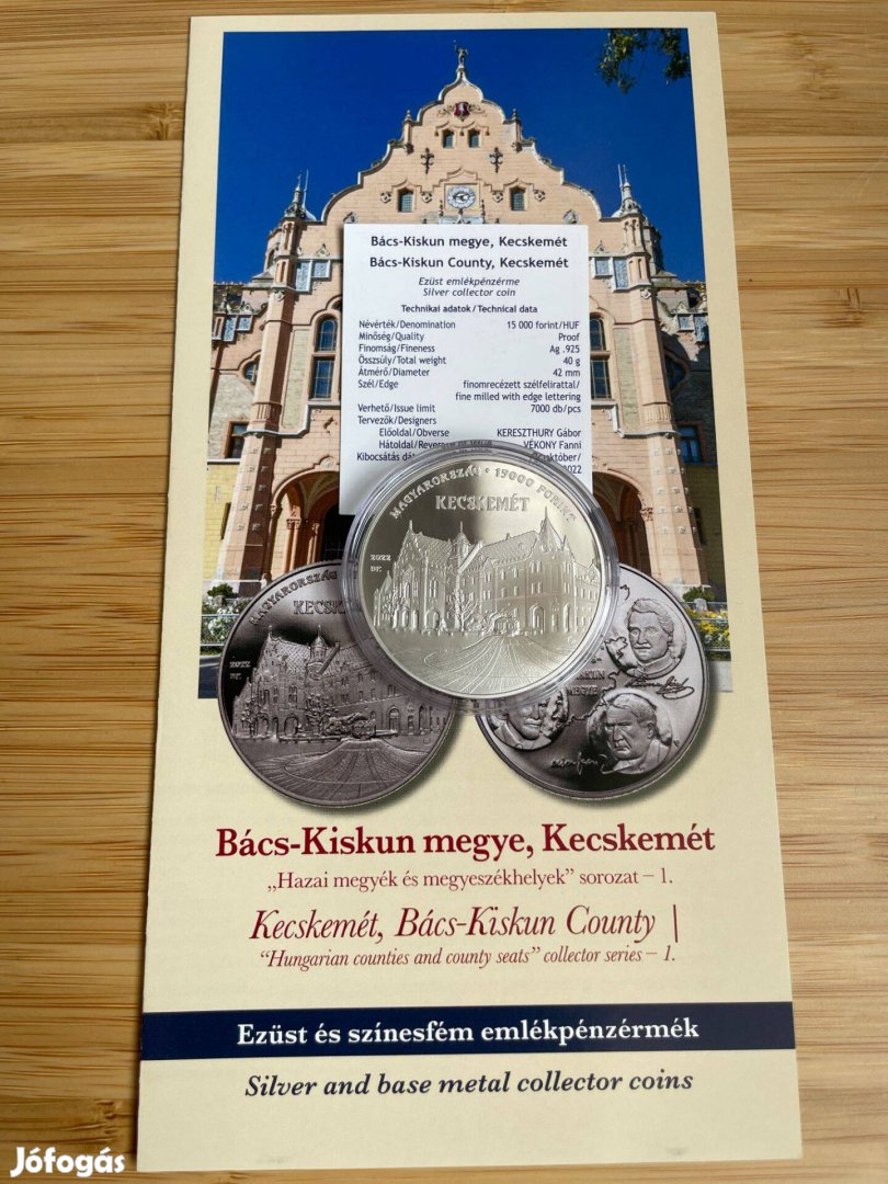 Bács-Kiskun megye, Kecskemét 15000 forint ezüst emlékérme