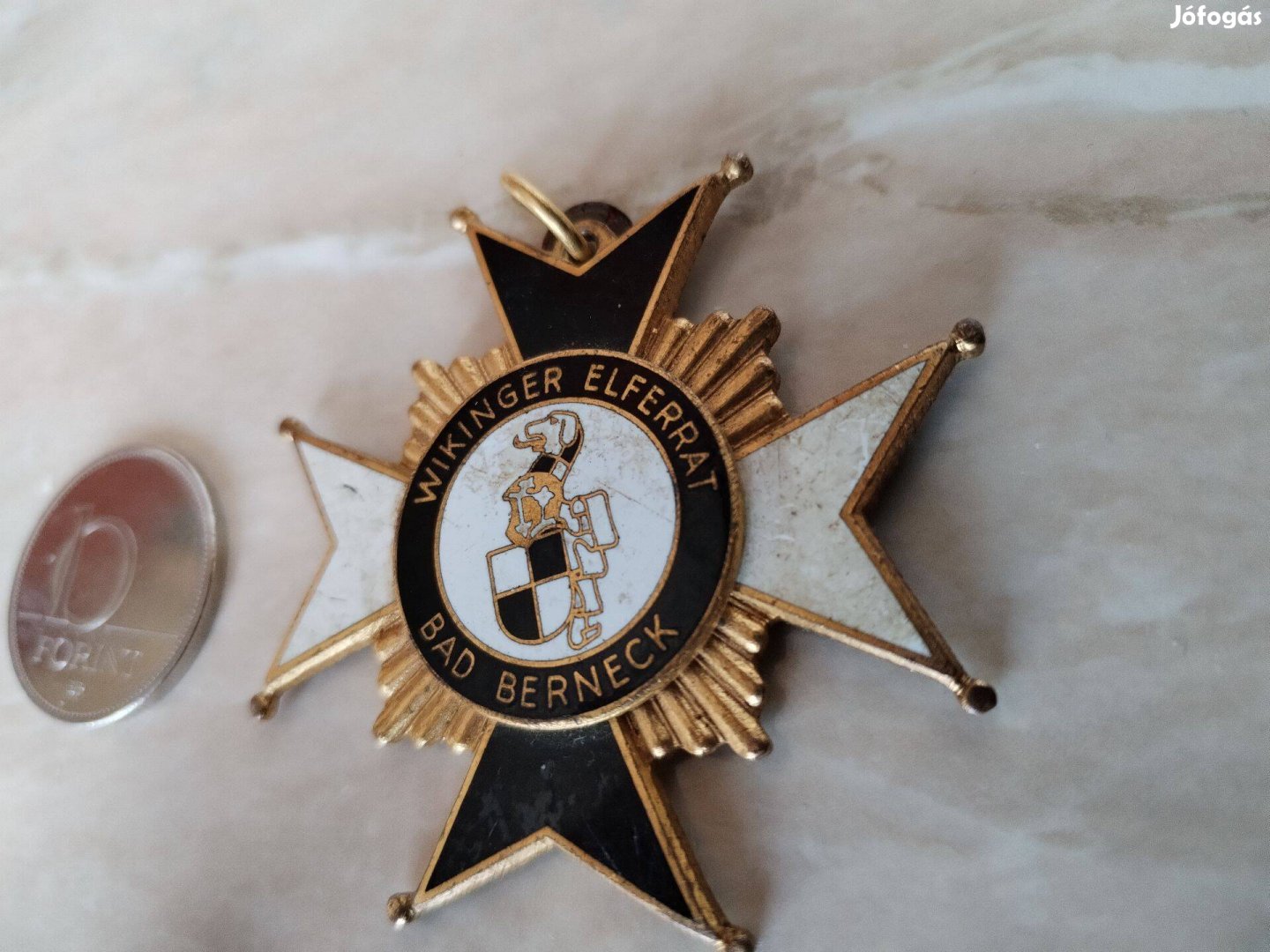 Bad Berneck zománcozott Wiking hagyományörző kereszt szép