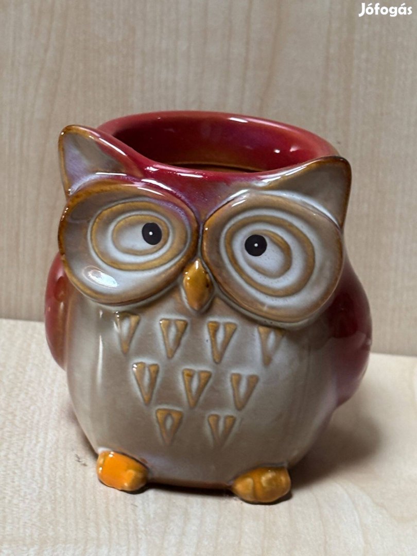 Bagoly alakú kerámia mécsestartó, dísztárgy