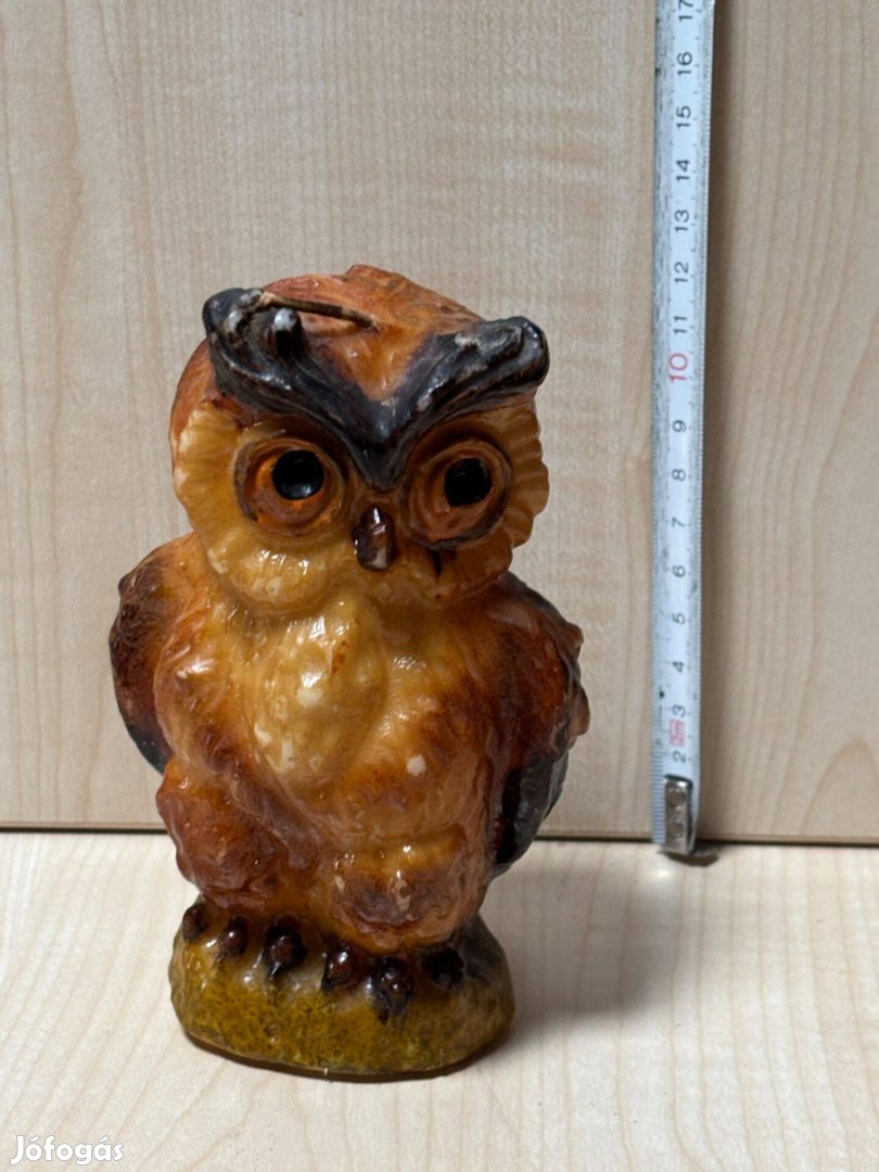 Bagoly figura viaszból, viasz szobor, dísztárgy