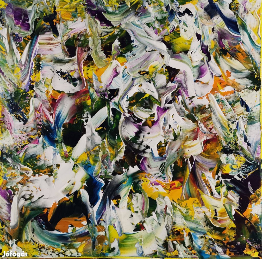 Baján Ildikó festmény 50 x 50 cm. Játékosság