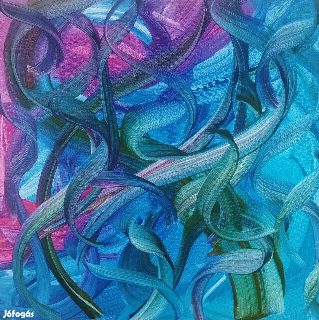 Baján Ildikó festmény 50 x 50 cm. Kék madár