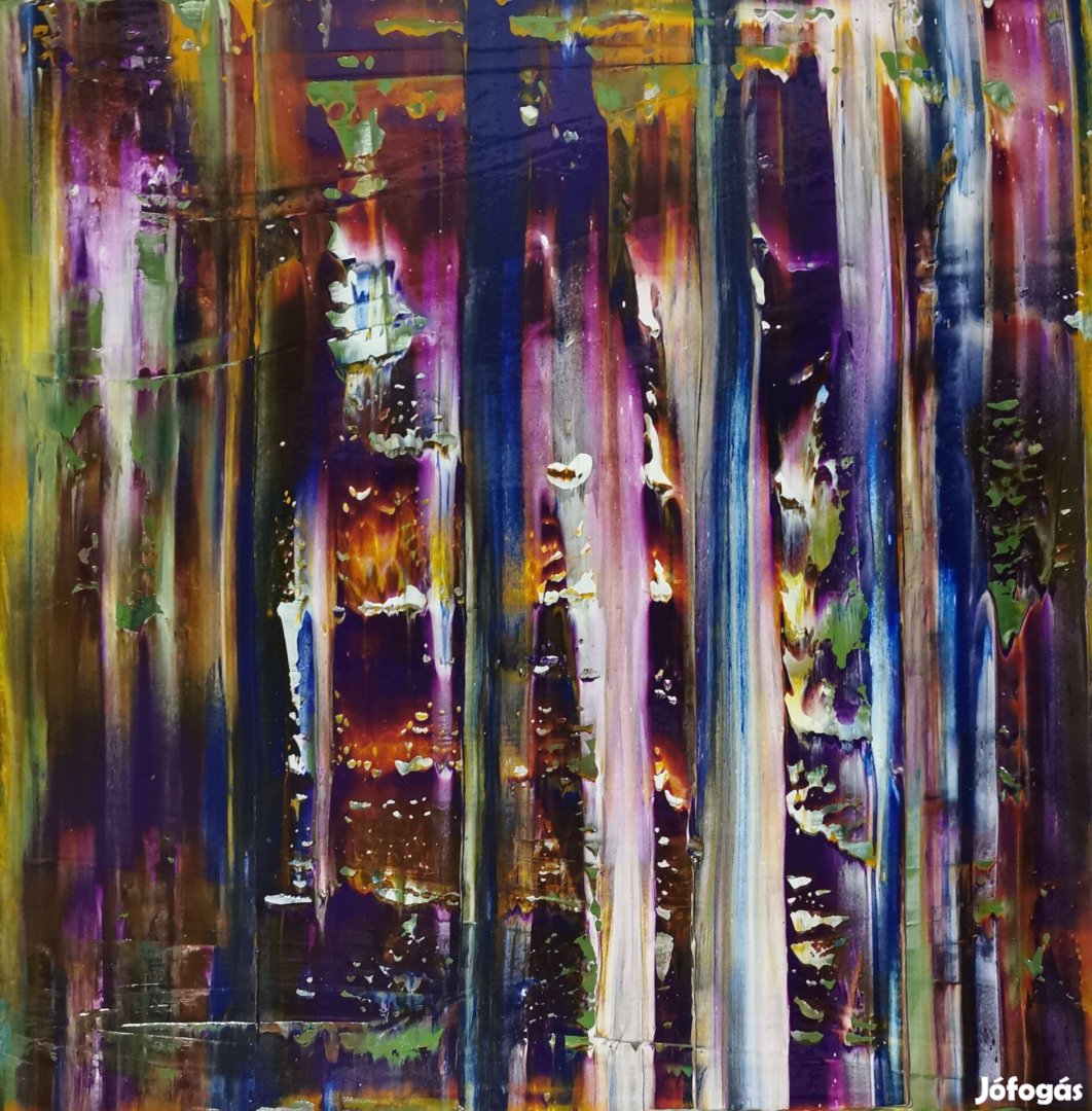 Baján Ildikó festmény 50 x 50 cm. Kíváncsiság