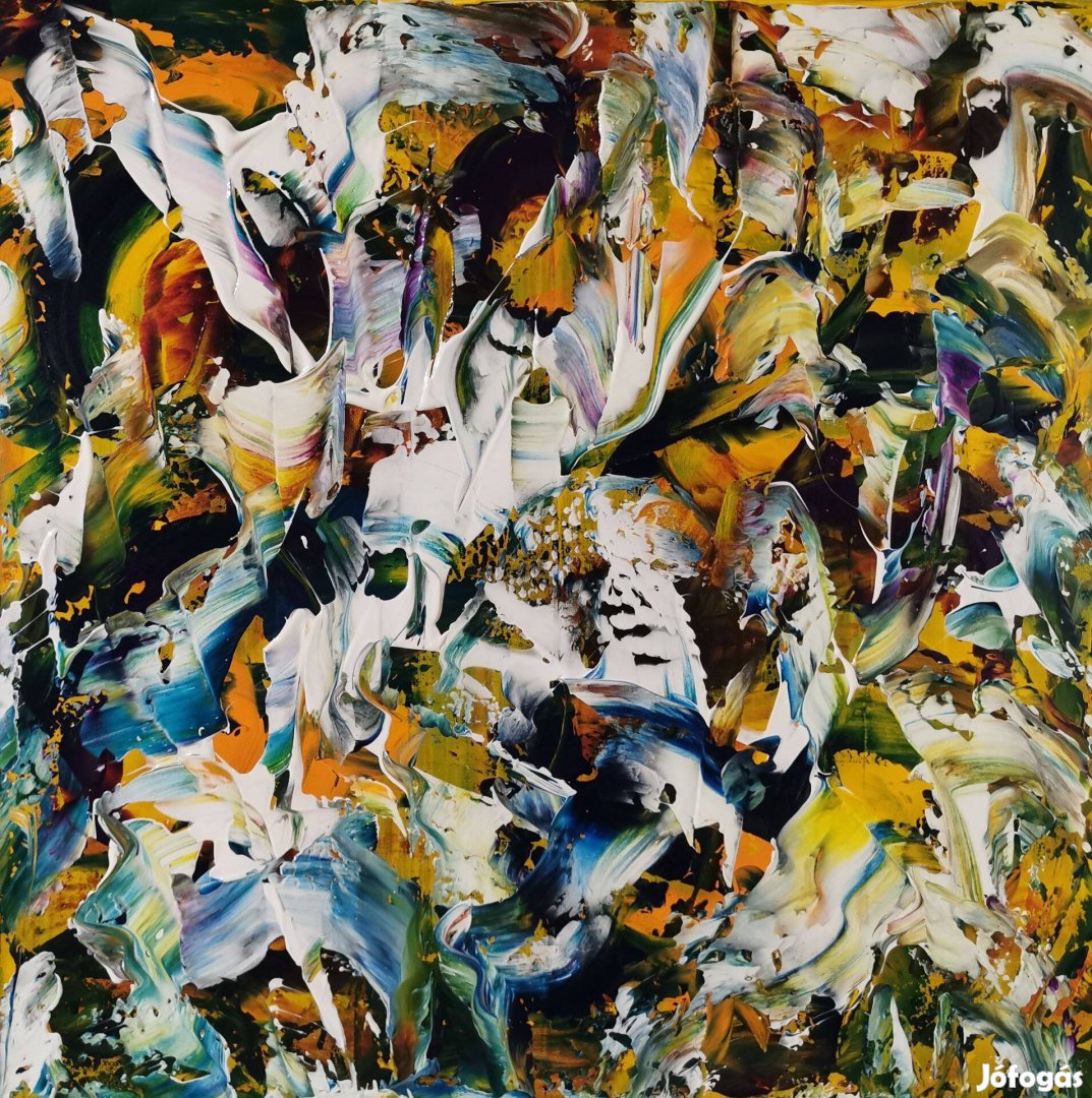 Baján Ildikó festmény 50 x 50 cm. Szitakötők tánca
