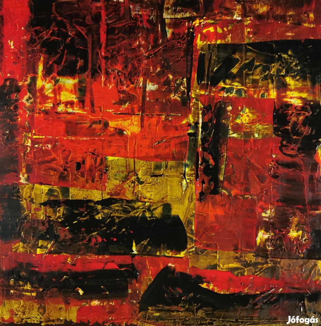 Baján Ildikó festmény 50 x 50 cm. Tűz a tükörben