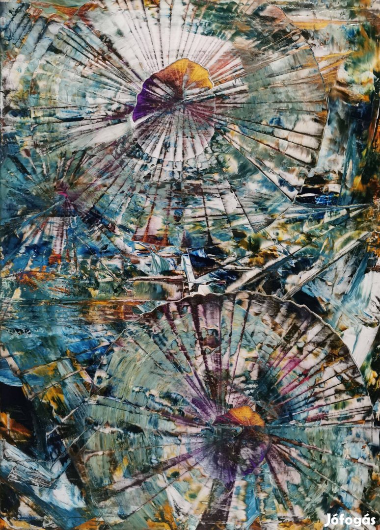 Baján Ildikó festmény 50 x 70 cm. Kozmikus örvények