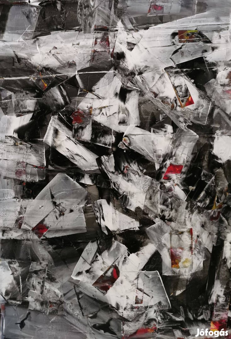 Baján Ildikó festmény 70 x 100 cm. Szívverések a romok