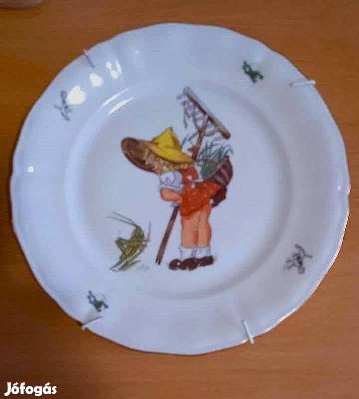 Bájos antik Bavaria porcelán mesefigurás tányér