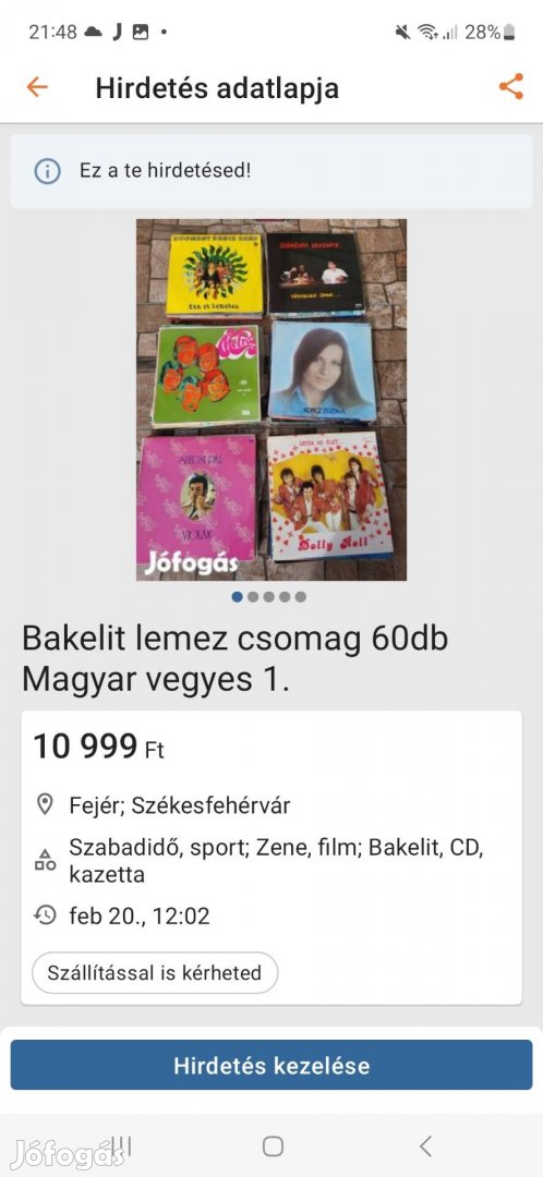 Bakelit lemez csomag 120db Leslie részére 