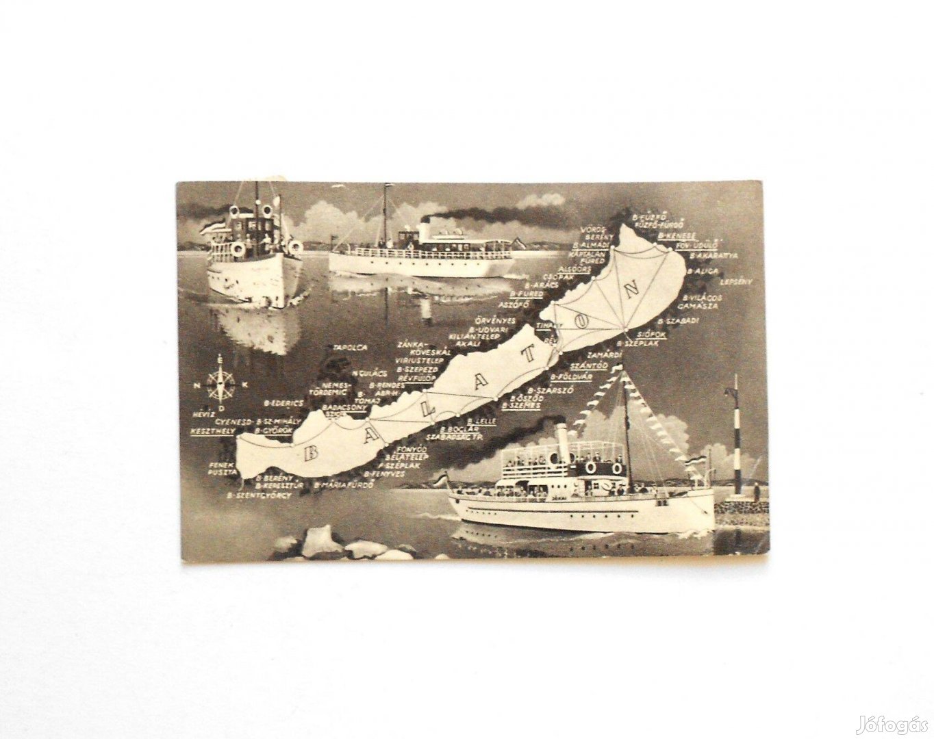 Balaton hajóállomások retro képeslap