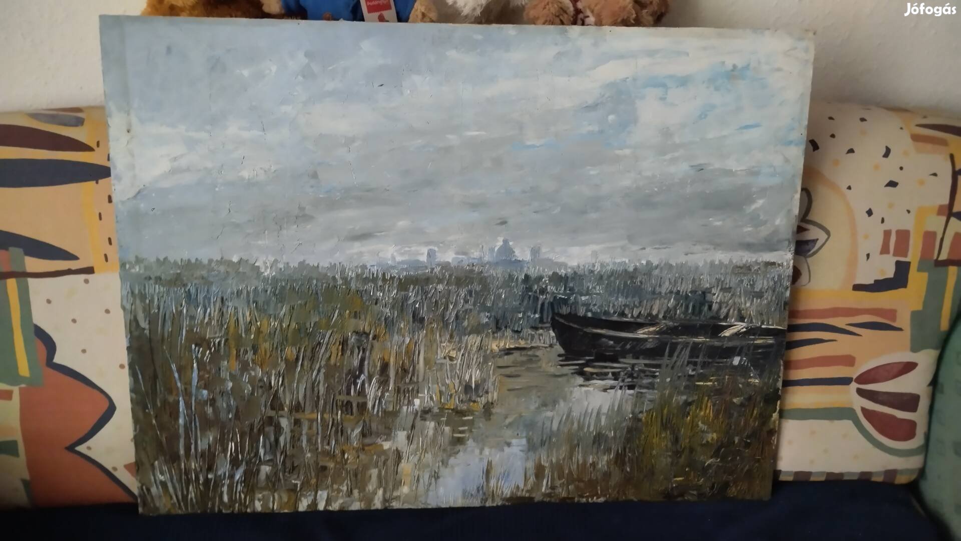 Balaton olaj festmény fára 80x60 cm