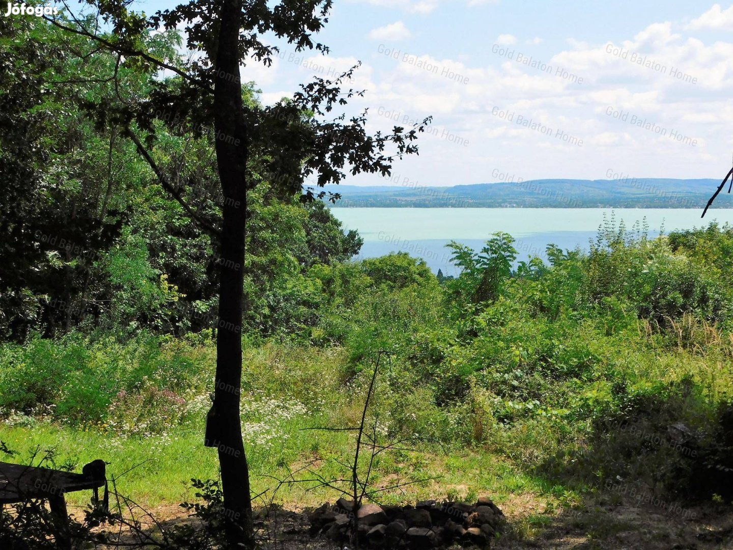 Balatoni panorámás telek, saját tulajdonú erdőrésszel Révfülöpön