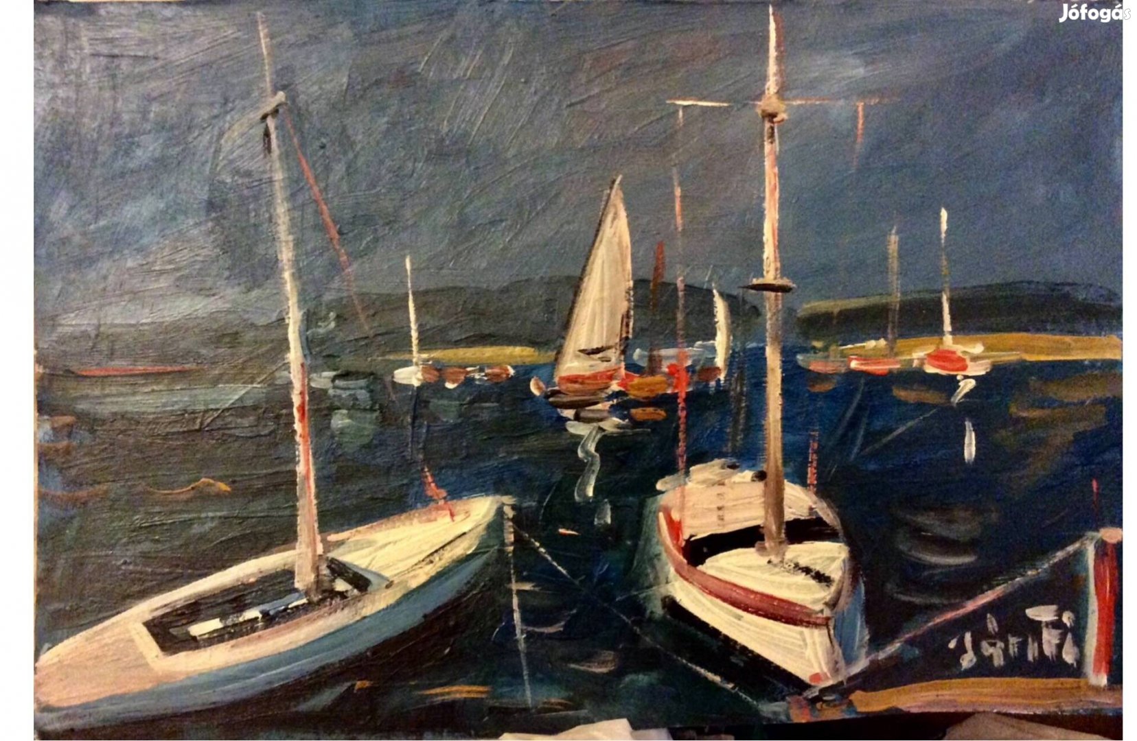 Balatoni vitorlasok festmény