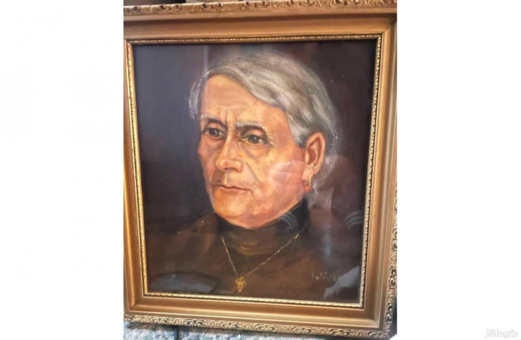 Balázs József idős hölgy Portré régi olajfestmény olaj