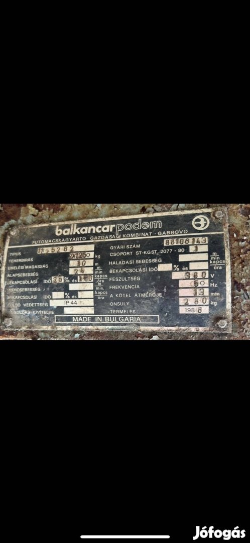 Balkancar köteles emelő