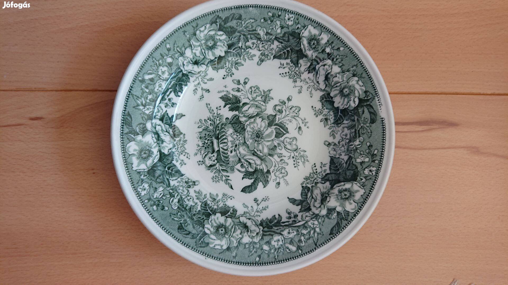 Balmoral holland porcelán tányér sötétzöld virág motívum
