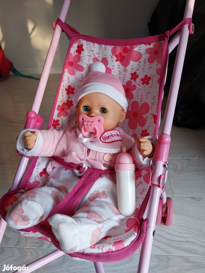 Bambolina beszélő baba babakocsival