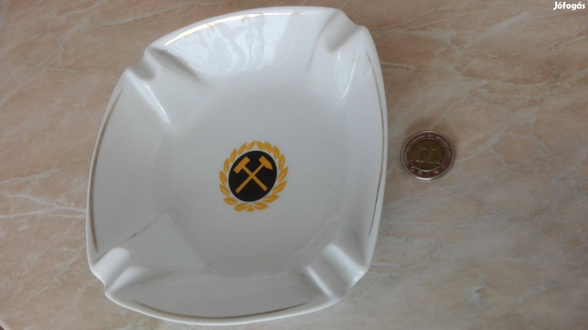 Bányász címeres régi Hollóházi Porcelán hamutál