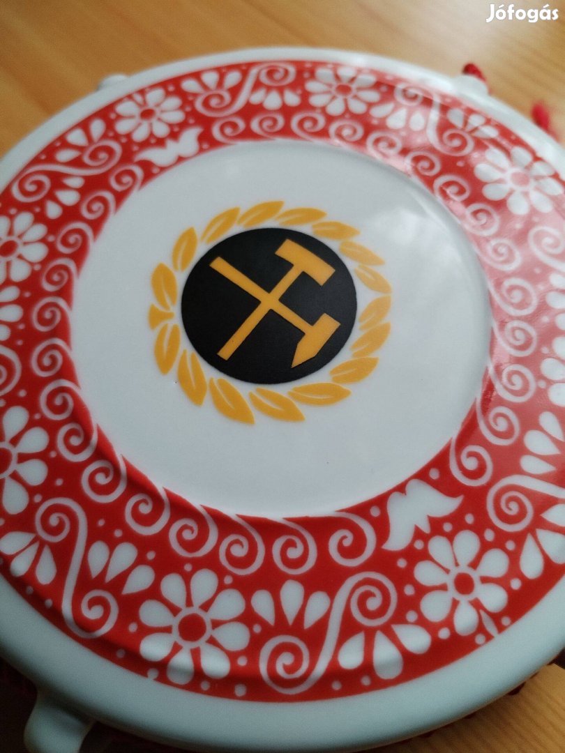 Bányász cimeres régi Hollóházi kulacs szép db