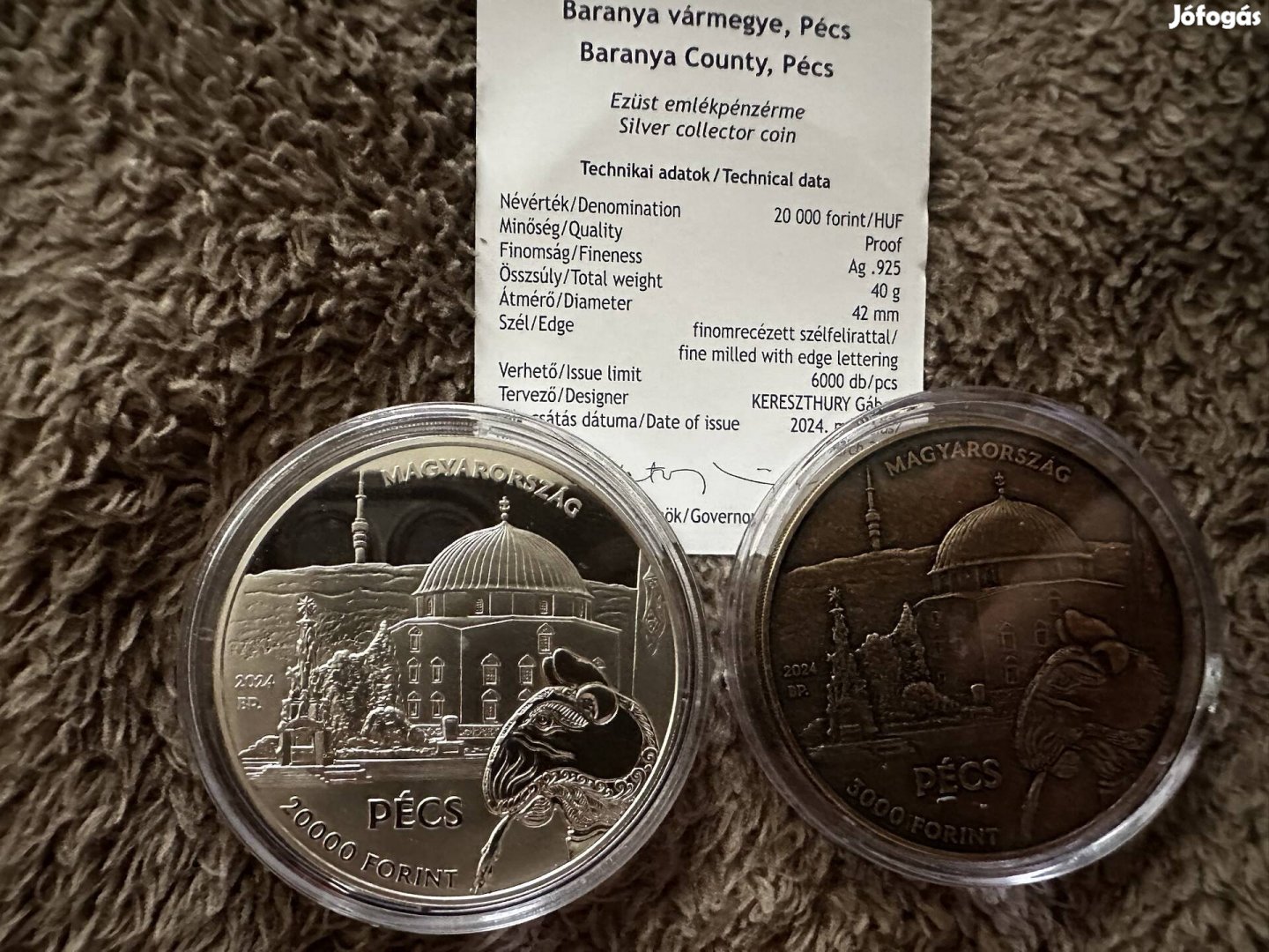 Baranya Vármegye Pécs 20000 Forint + 3000 Forint + Certi