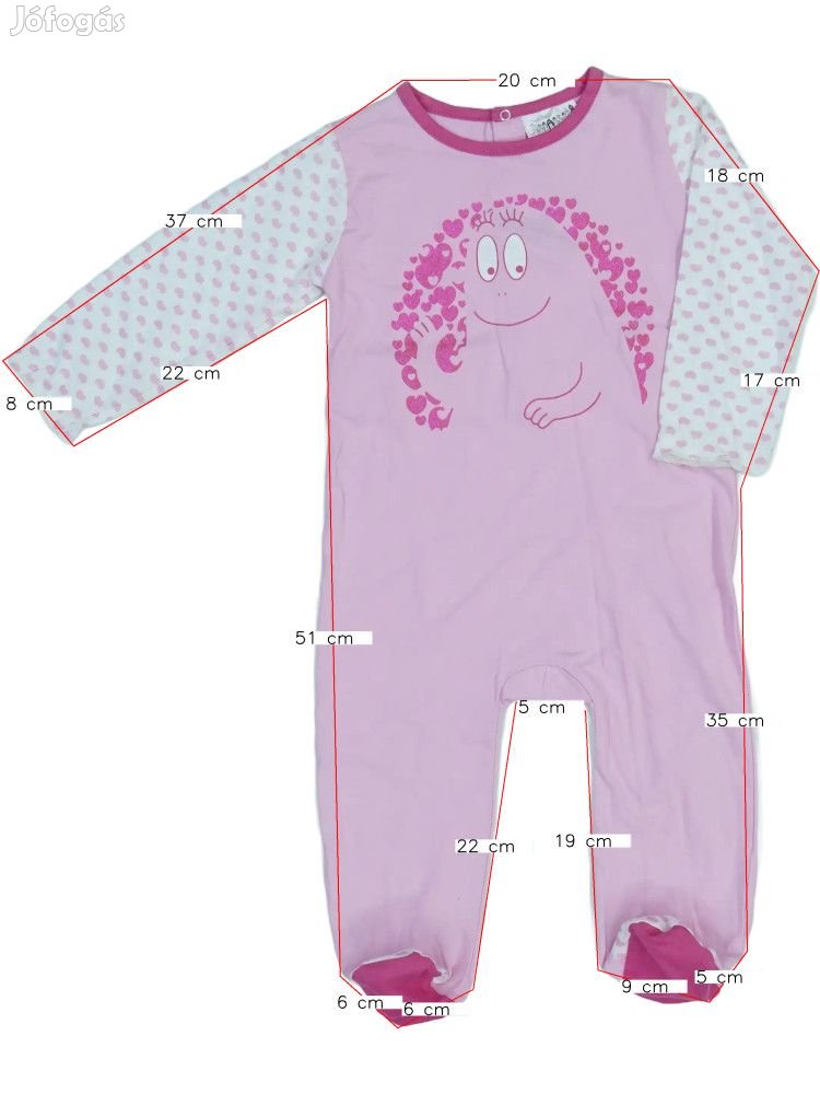 Barbapapa Új (címkés) Lány Hosszú ujjú rugdalózó (Méret: 86)