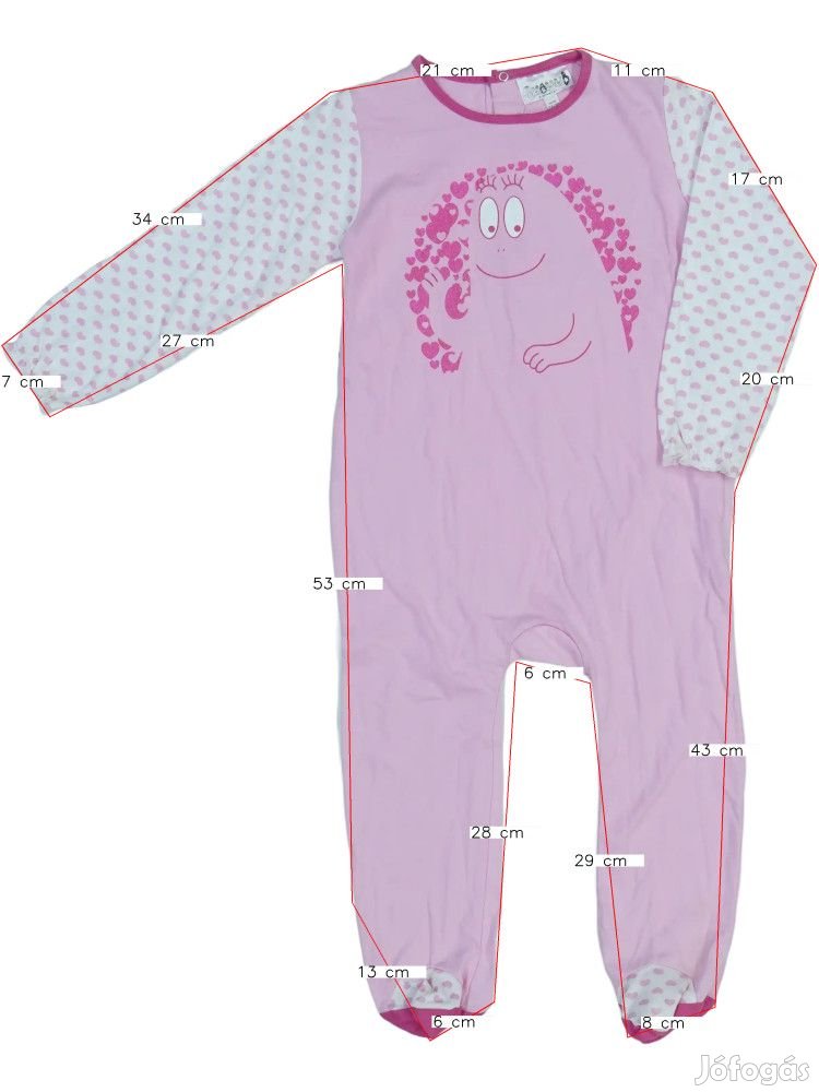 Barbapapa Új (címkés) Lány Hosszú ujjú rugdalózó (Méret: 92)
