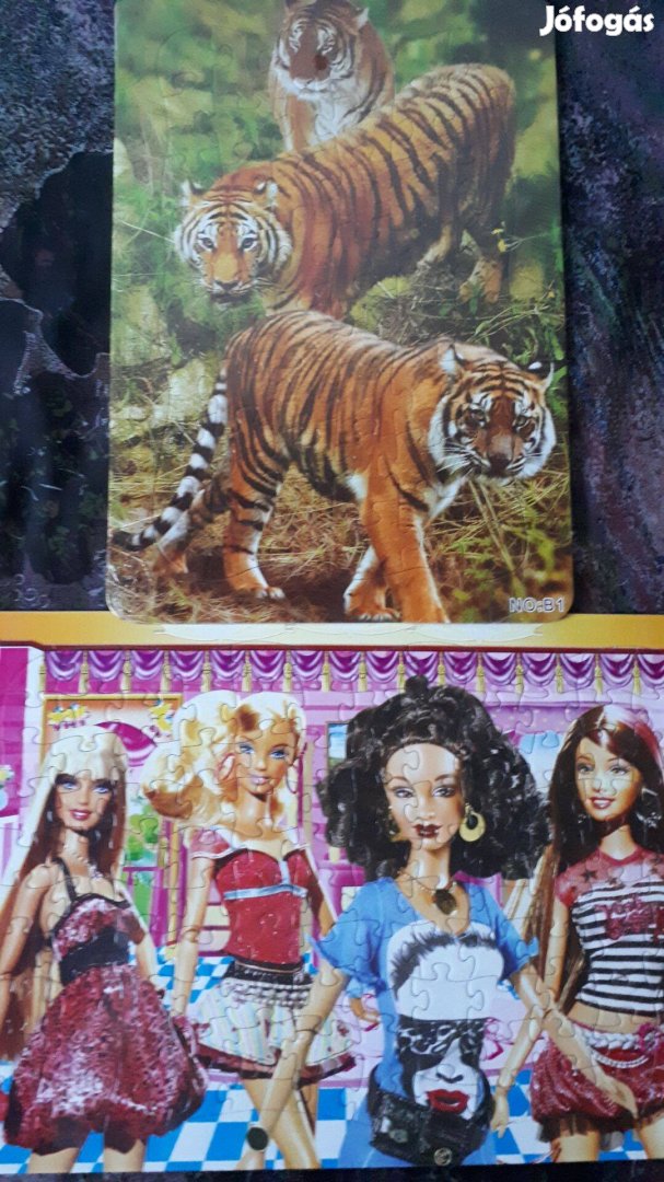 Barbie + tigris kirakó, puzzle (új) 2 db egyben