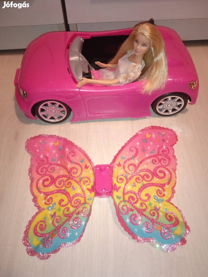 Barbie barbi baba autó és tündérszárnnyal