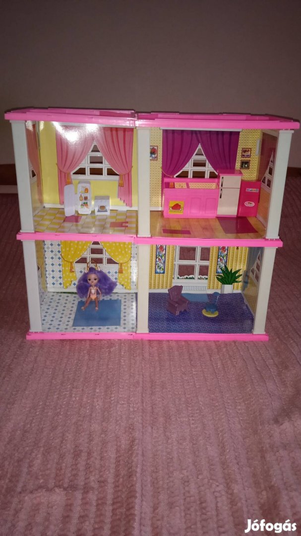 Barbie barbi baba ház enchaminals babával bútorokkal 