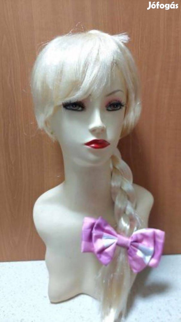 Barbie copfos paróka ,csatos kockás masni hajdísszel