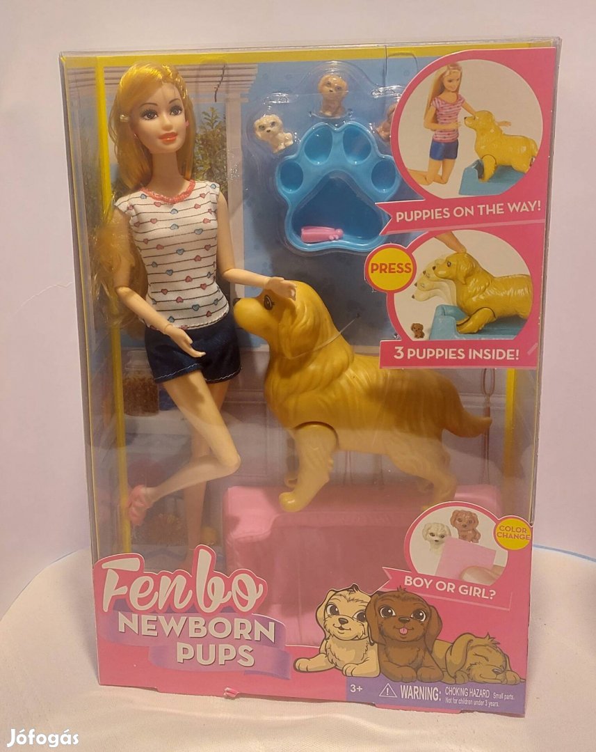 Barbie jellegű baba kutyával