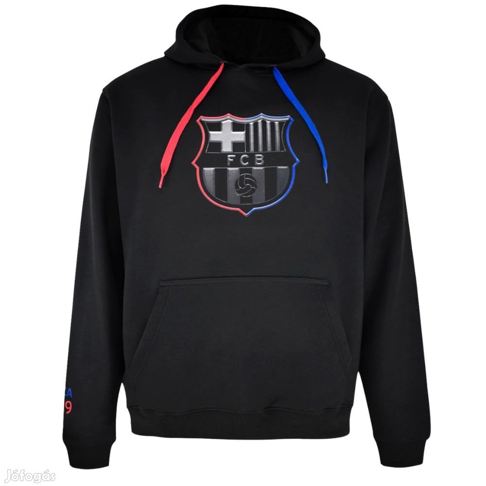 Barcelona pulóver felnőtt kapucnis fekete
