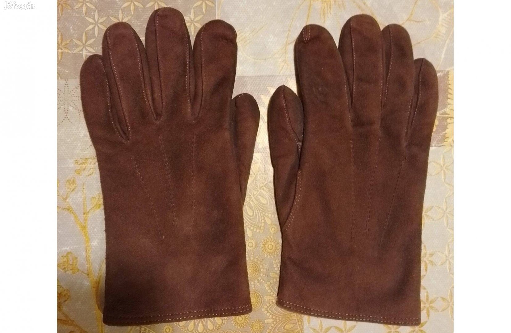 Barna bélelt puha női bőrkesztyű kifogástalan állapotban