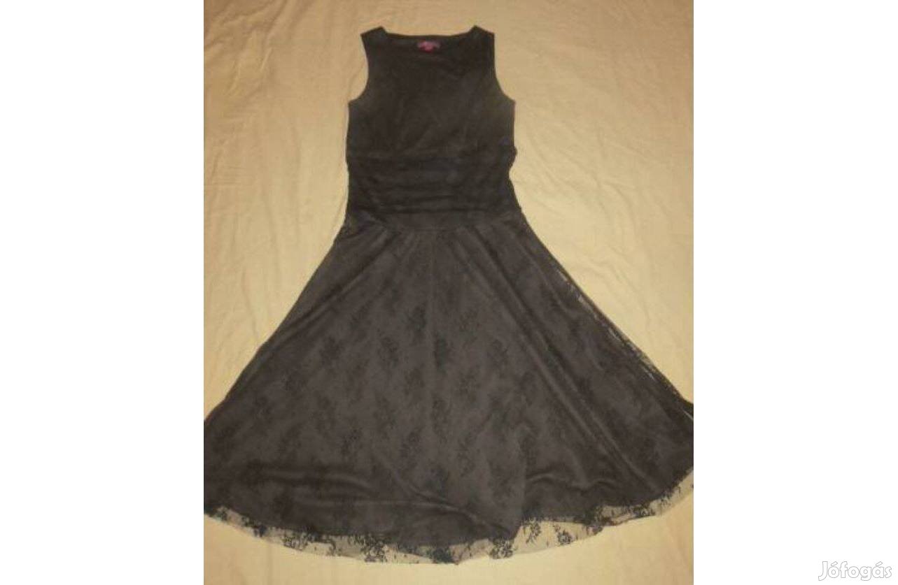 Barna fekete csipkés ruha Monsoon 8/36-s h:112 cm mb: 80-94 cm