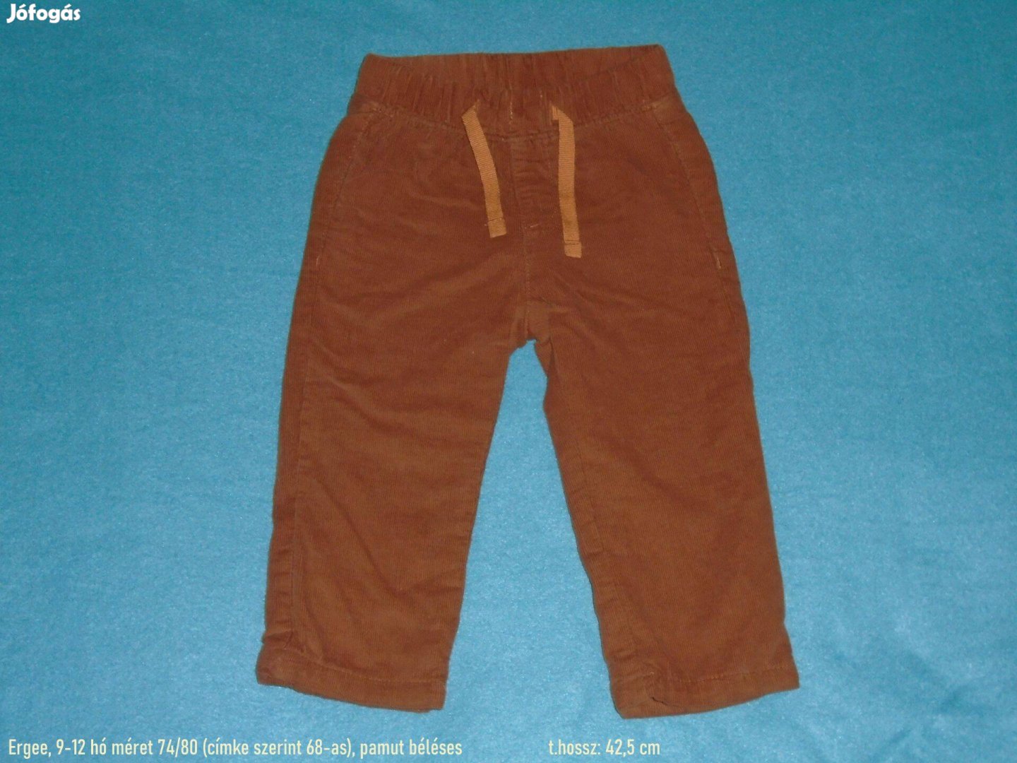 Barna pamut béléses nadrág 9-12 hó méret 74 80