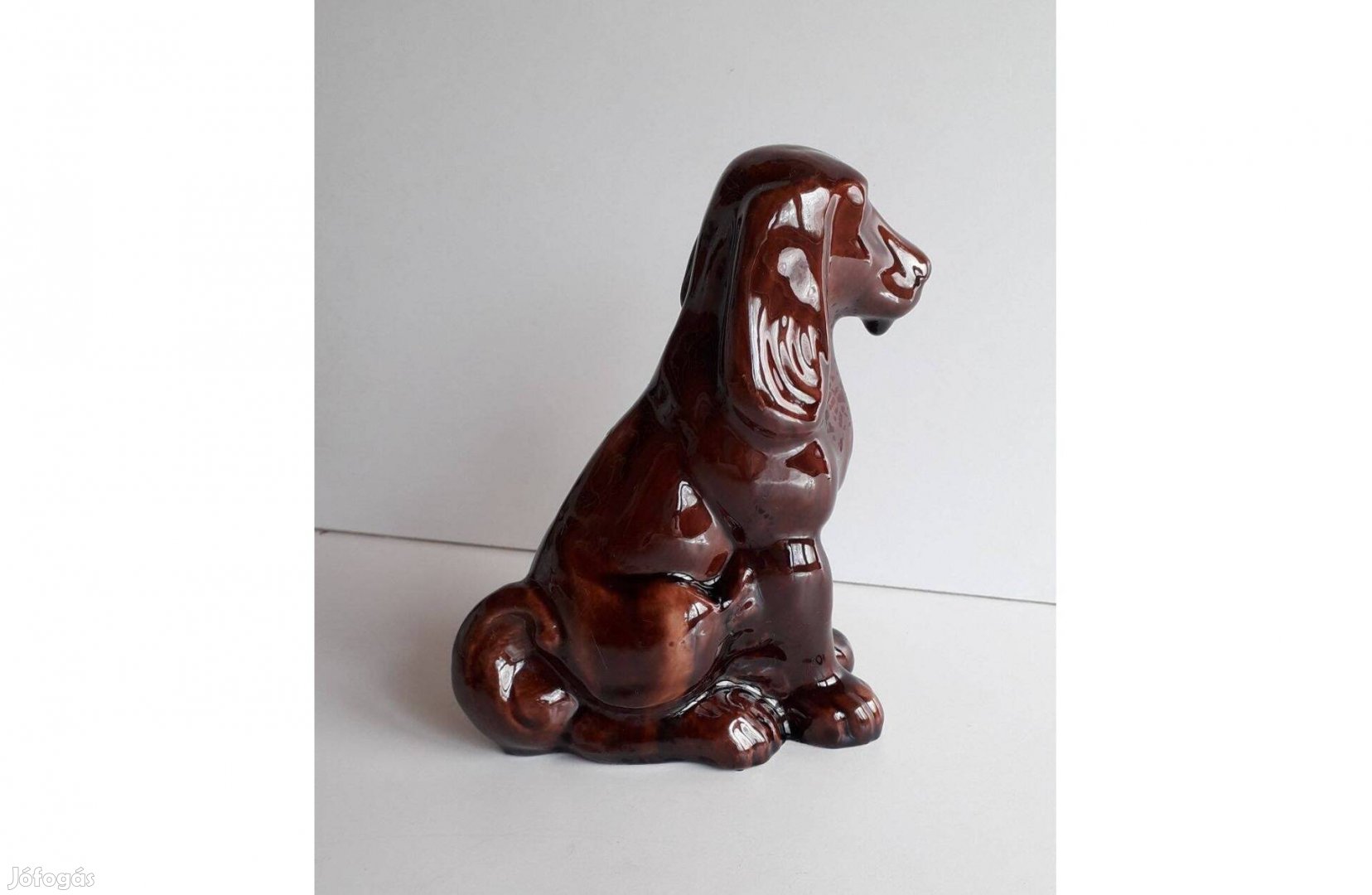 Barna porcelán kutya figura 15 cm hibátlan