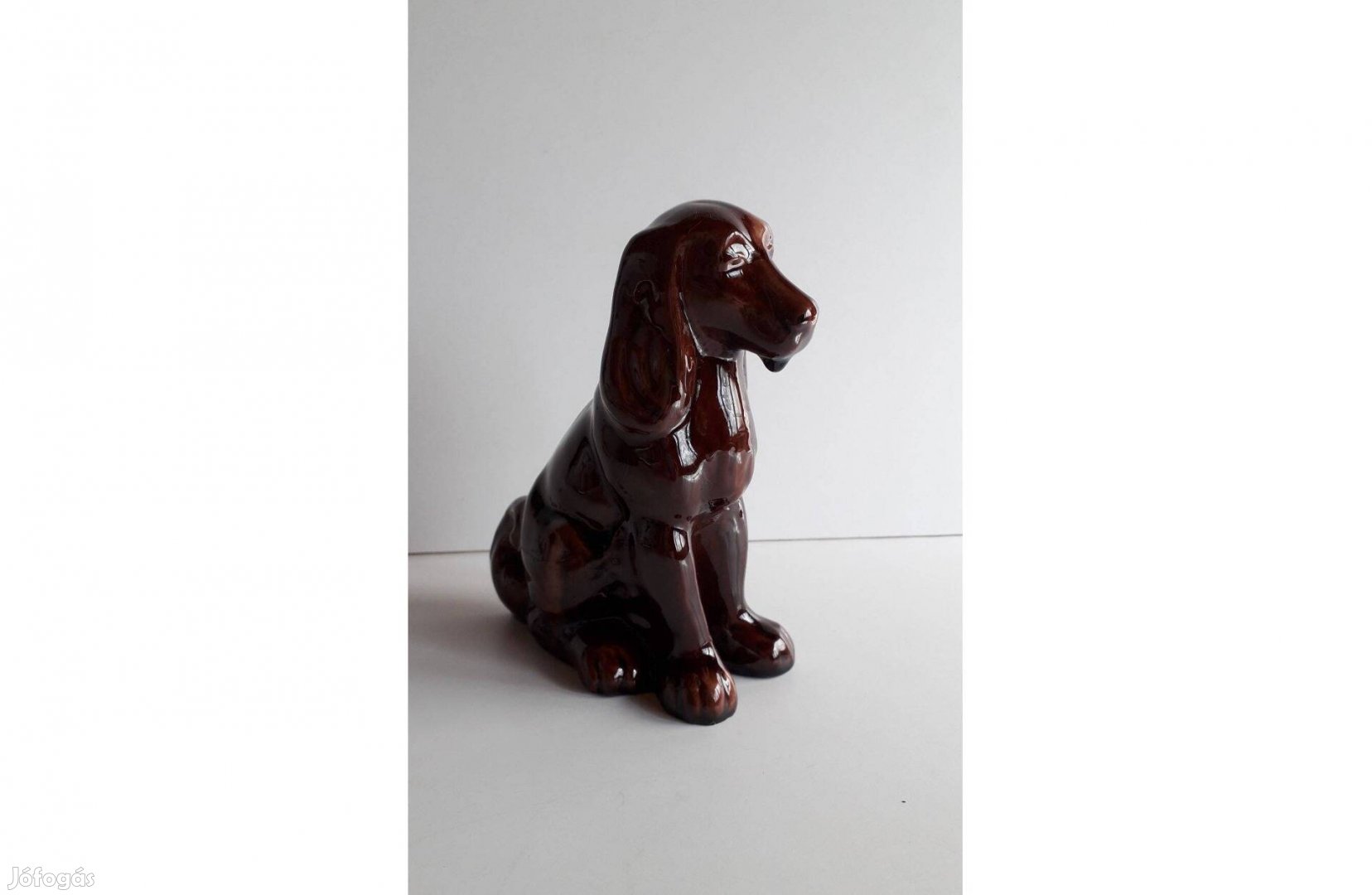 Barna porcelán kutya figura 15 cm hibátlan_