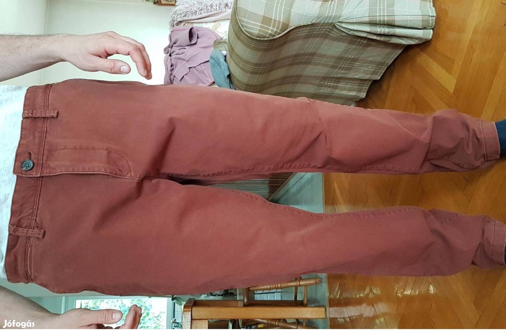 Barna színű férfi vászon nadrág W40 L32 slim pamut