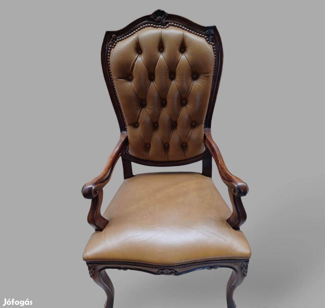 Barokk-chesterfield bőr fotel