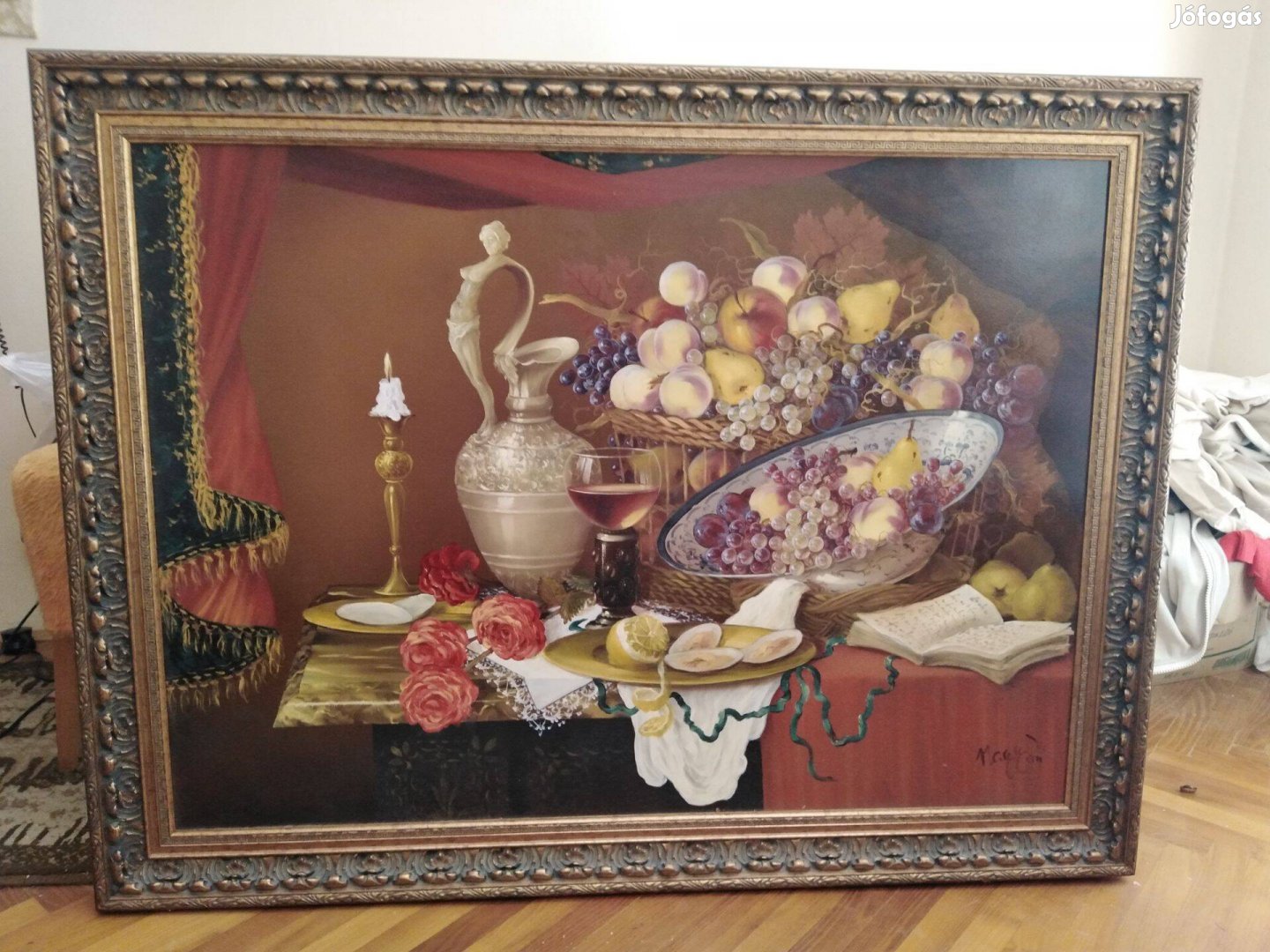 Barokk csendélet olaj vászon, 80 x 110 m, Nagy Imre