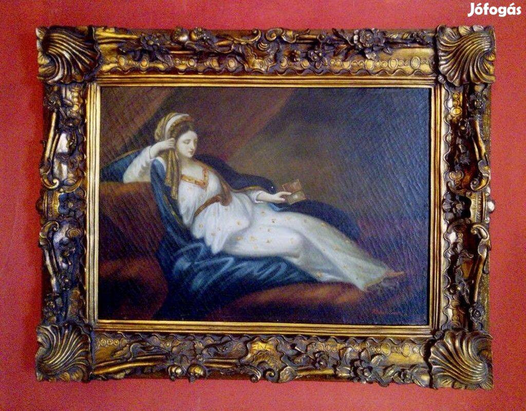 Barokk stílusú festmény Olaszországból. Keretezve szignóval