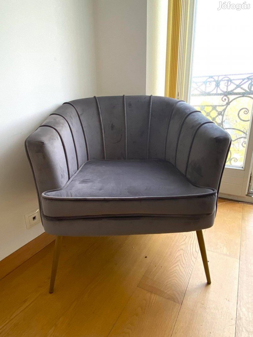 Bársony (szürke) egyszemélyes fotel (75x70x80 cm) Áfá-s